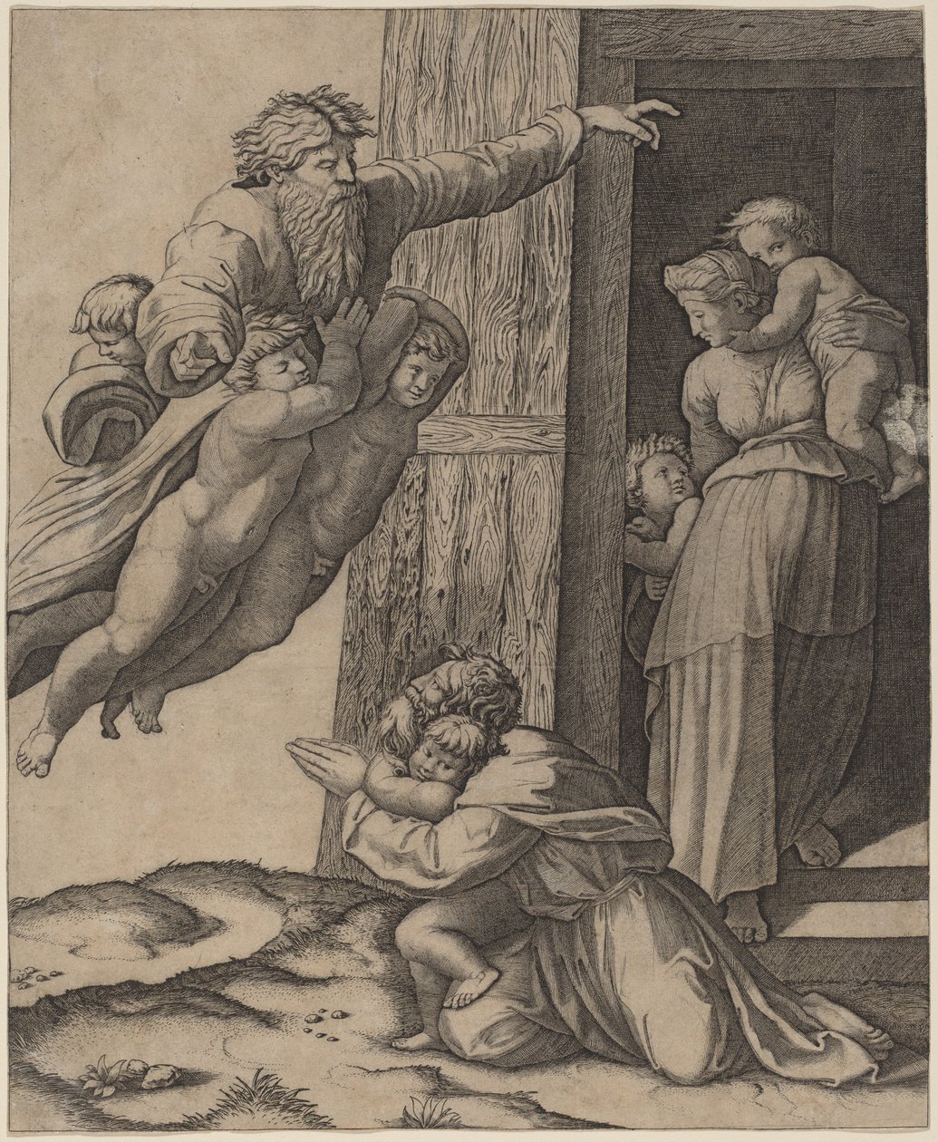 Dios Apareciendo a Noé de Marcantonio Raimondi after Raphael