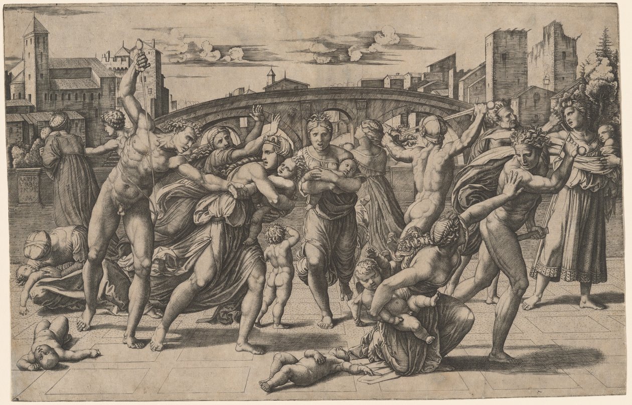 La masacre de los inocentes de Marcantonio Raimondi after Raphael