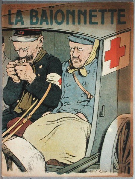 Caricatura de una ambulancia, portada de La Baionnette, 28 de junio de 1917 de Marcel Amable O.L. Capy