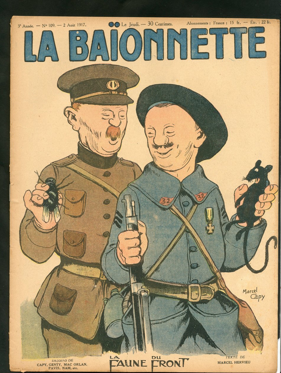 Portada de La Baionnette, satírico en colores de Marcel Amable O.L. Capy