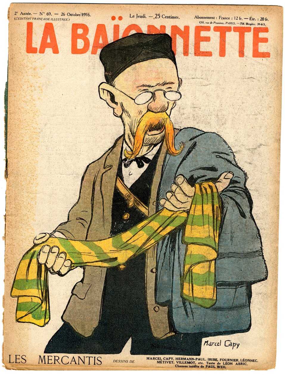 Portada de "La Bayoneta", Satírico en Colores de Marcel Amable O.L. Capy