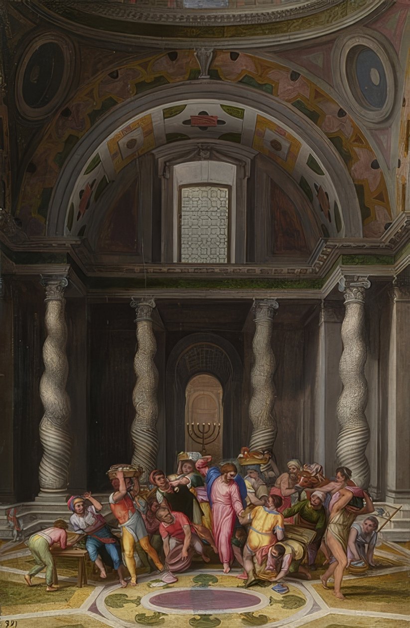 Jesús Expulsa a los Cambistas del Templo de Marcello Venusti