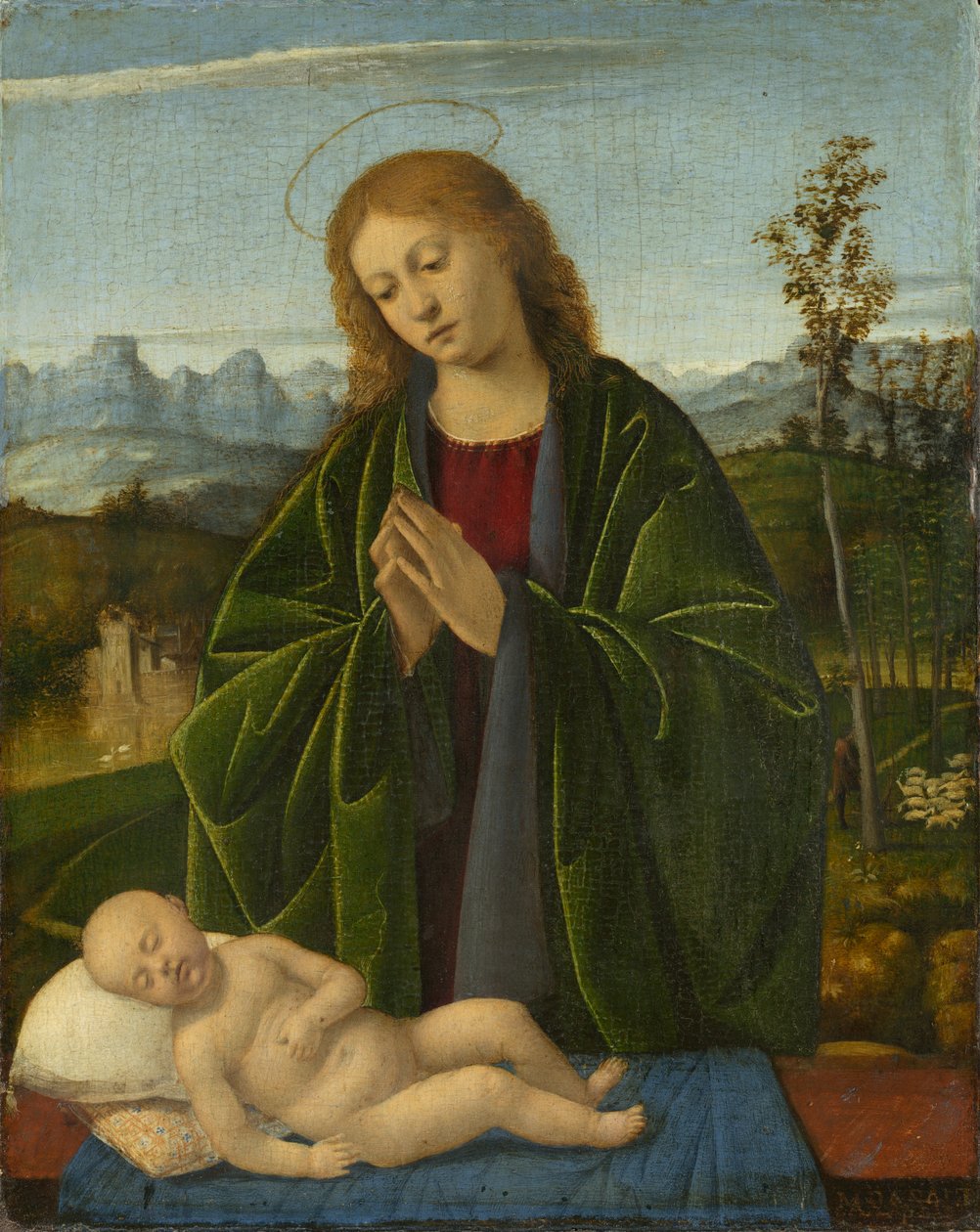 Madonna adorando al niño, c.1520 de Marco Basaiti