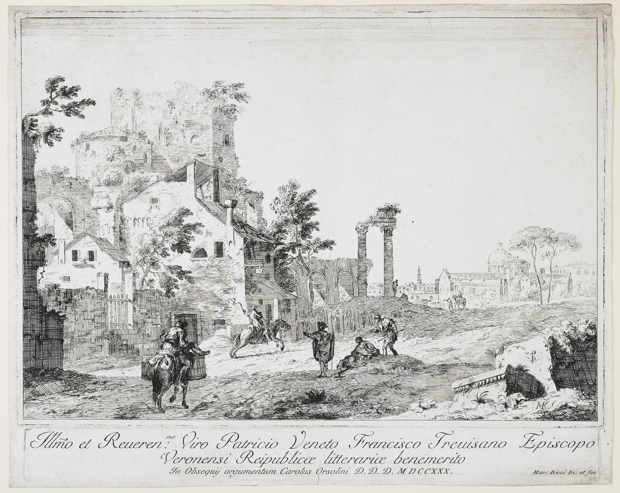 Camino por un pueblo rural, 1730 de Marco Ricci