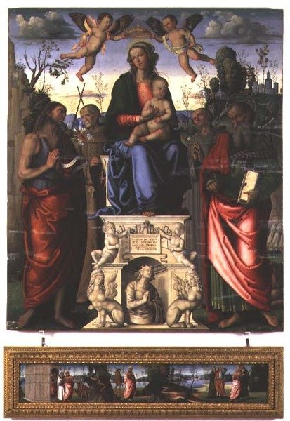 Madonna y Niño con San Juan Bautista, San Bernardino de Siena y San Jerónimo de Marco (attr. to) Meloni