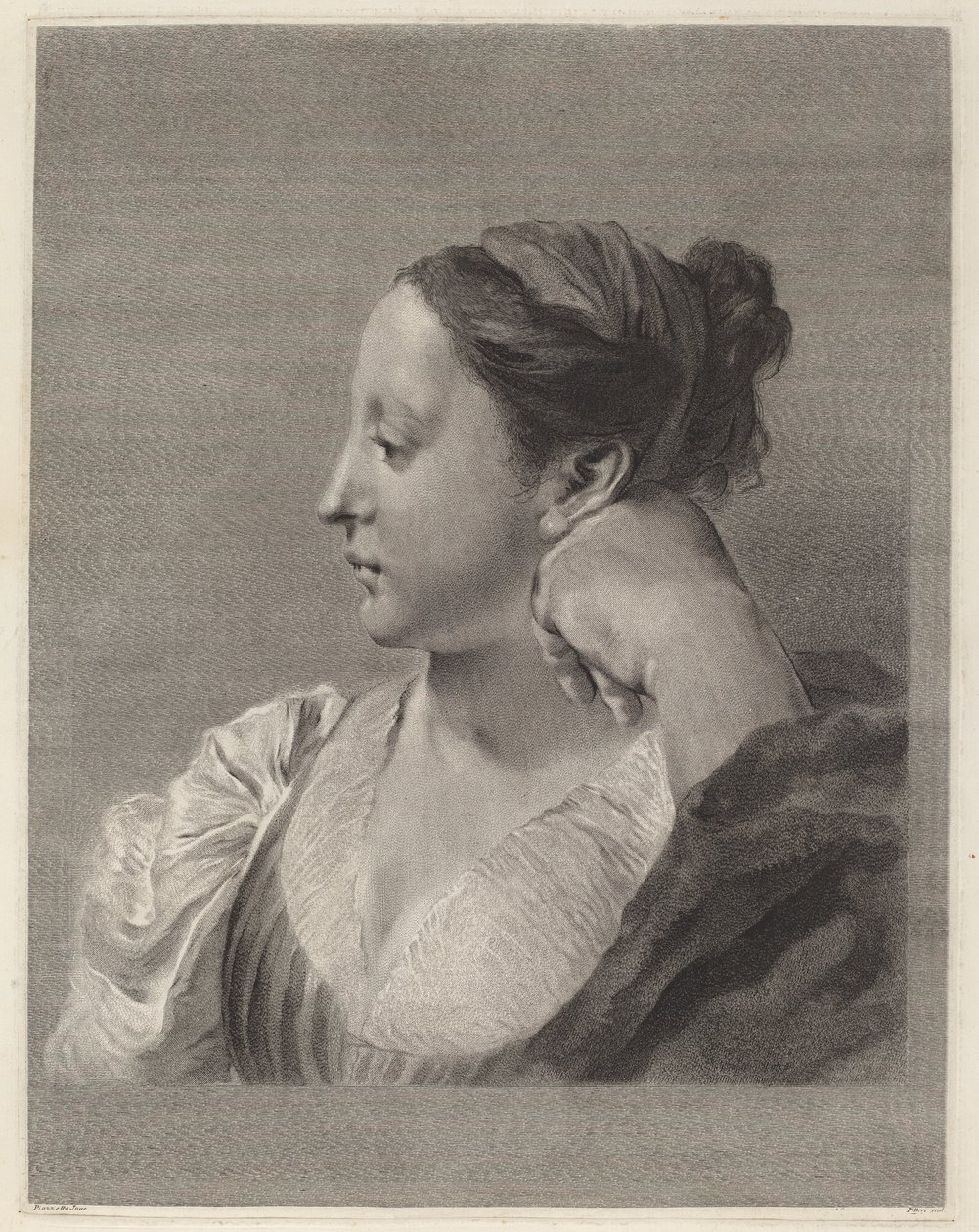 Joven mujer de perfil de Marco Alvise Pitteri after Giovanni Battista Piazzetta