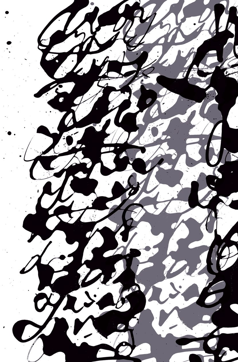 Escritura asémica, 2014 (tinta sobre papel) de Marco Campedelli