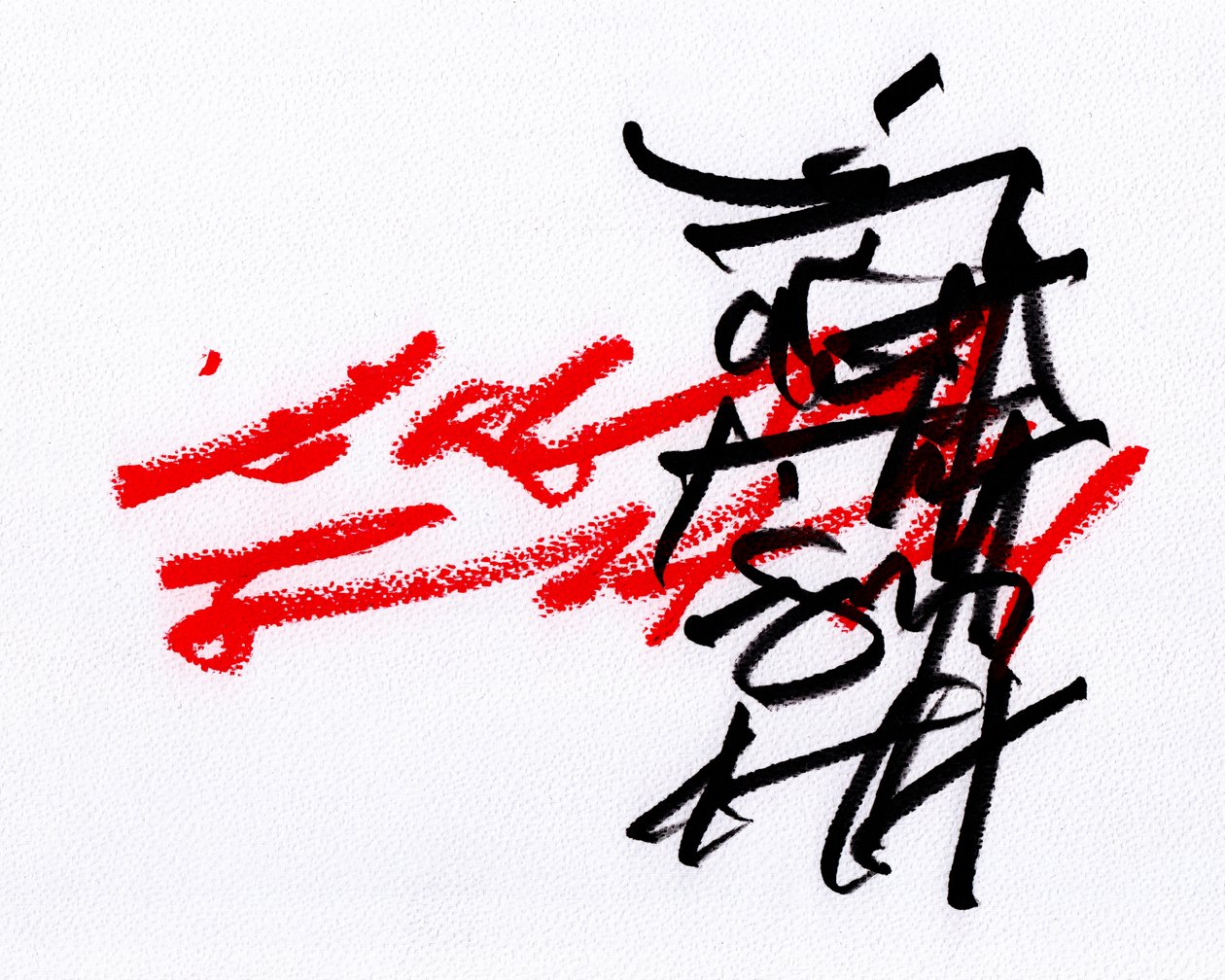 Negro y rojo, 2023 (lápices de colores sobre papel) de Marco Campedelli