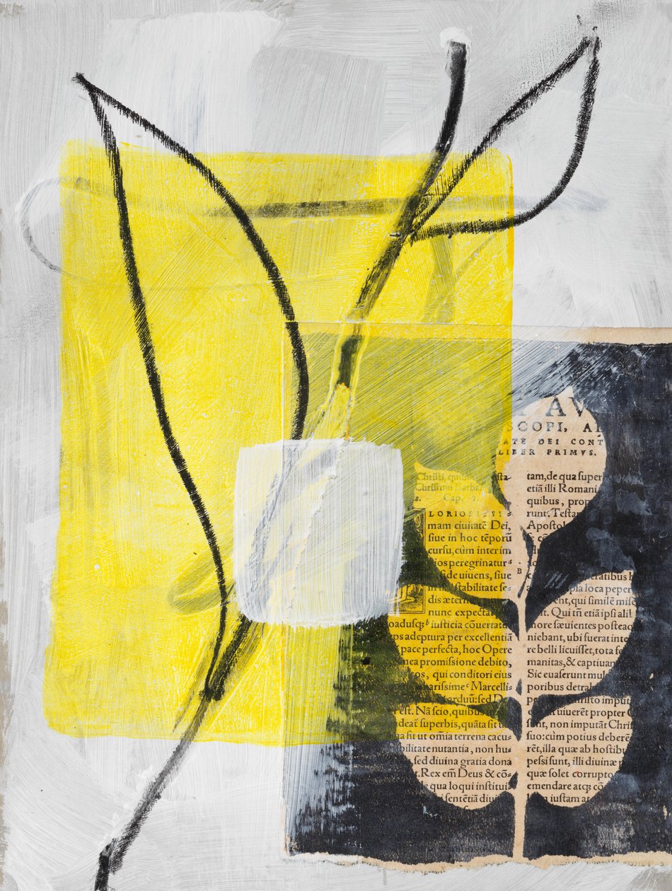 Collage con Calla y hojas, 2024 (técnica mixta) de Marco Campedelli