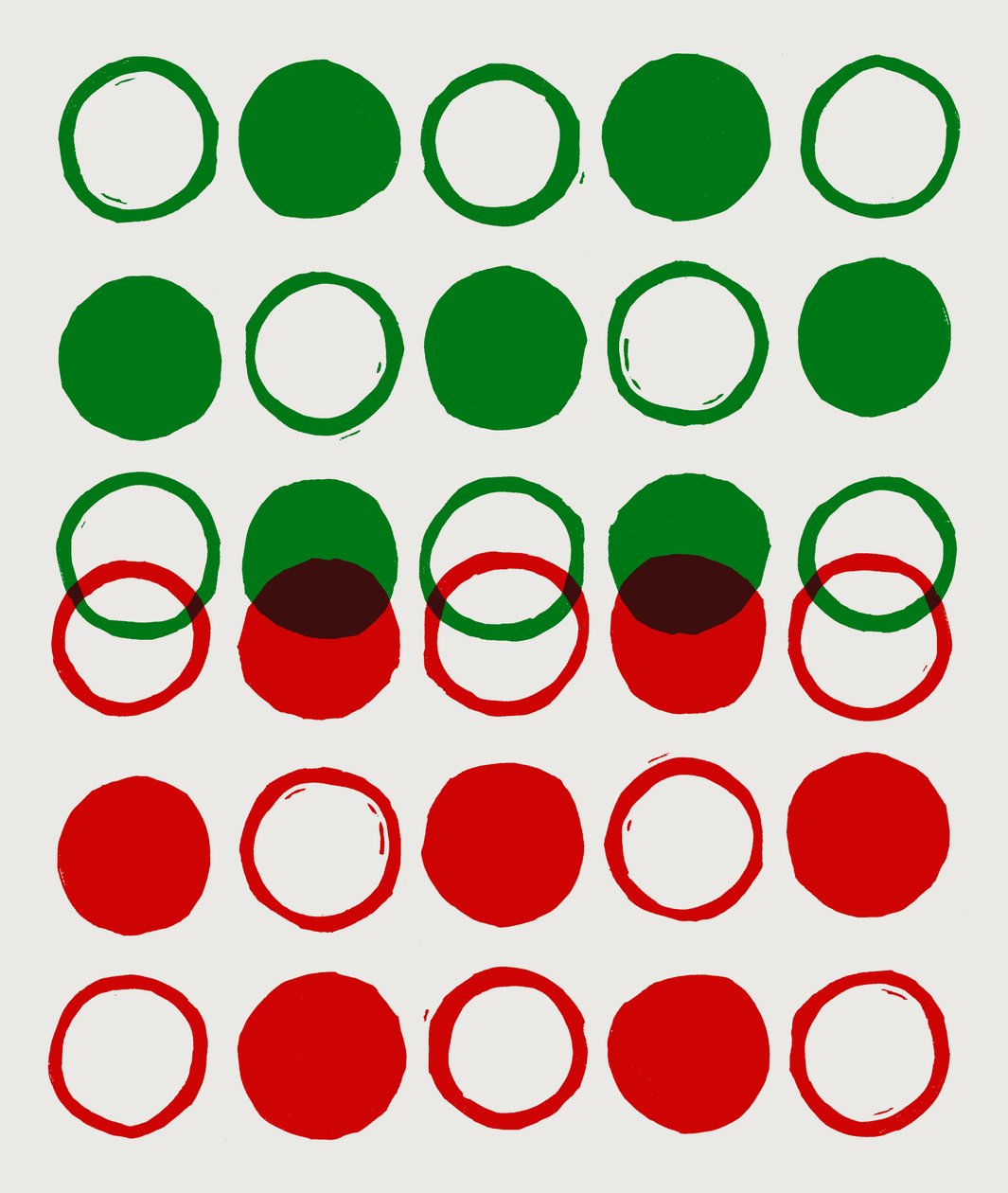 Dots, Circles, 2023 (linóleo sobre papel) de Marco Campedelli