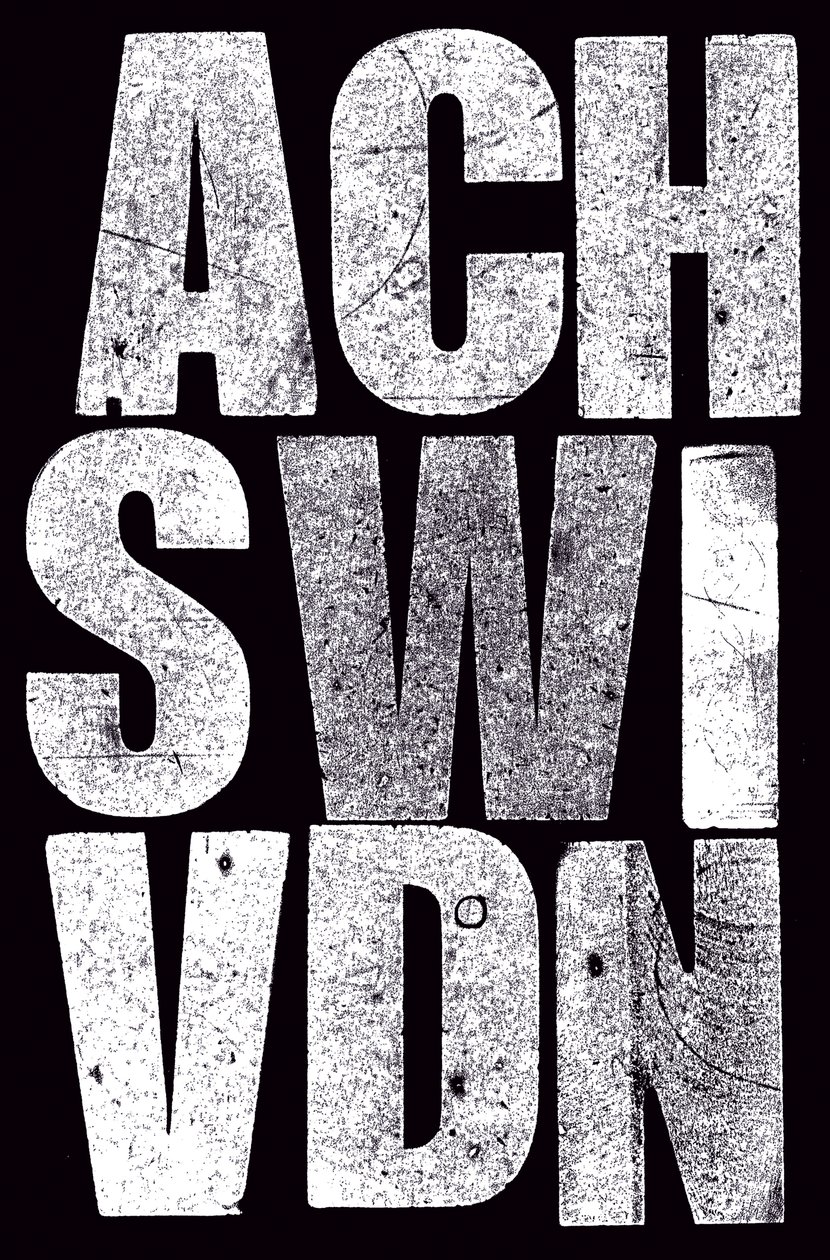 Letters, 2014 (impresión xilográfica sobre papel negro) de Marco Campedelli