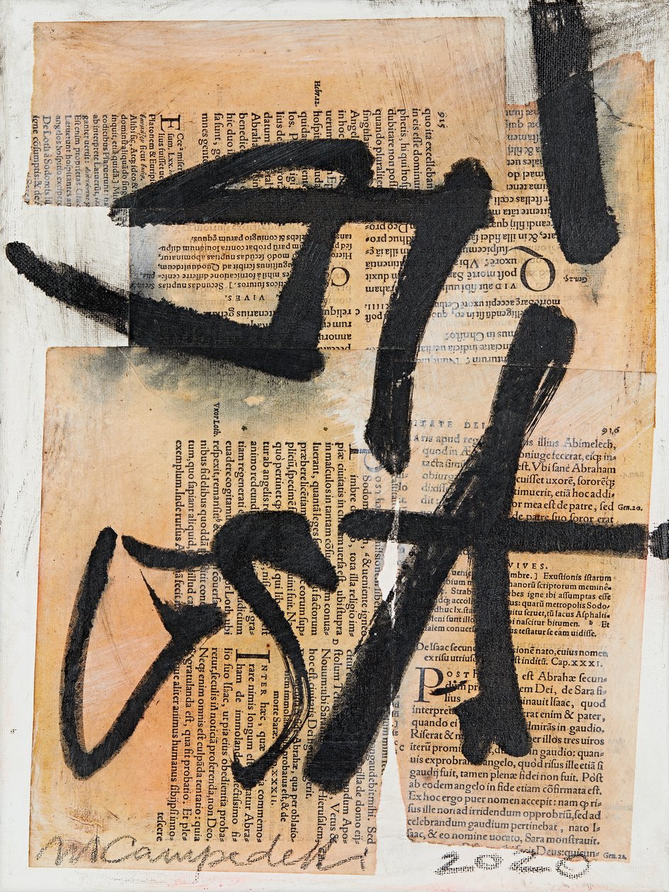 Texto #17, 2020 (collage, técnica mixta sobre lienzo) de Marco Campedelli