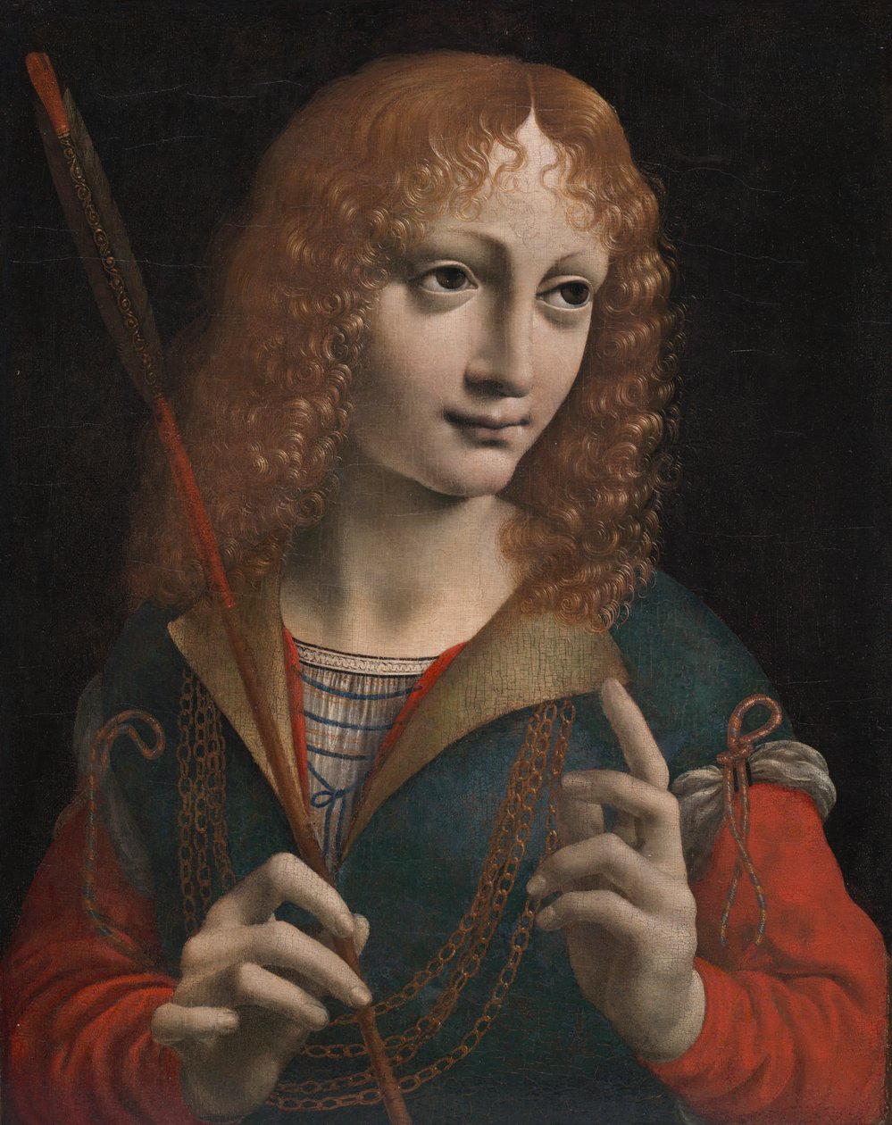 Retrato de un joven como San Sebastián, finales de la década de 1480 (óleo sobre madera, transferido a madera prensada) de Marco d