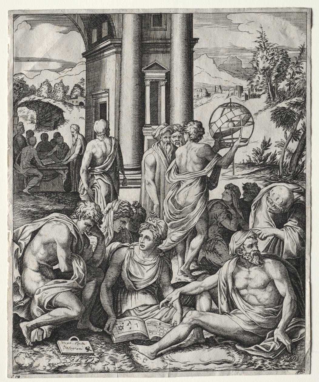 Una asamblea de eruditos, c. 1515-1527 de Marco Dente