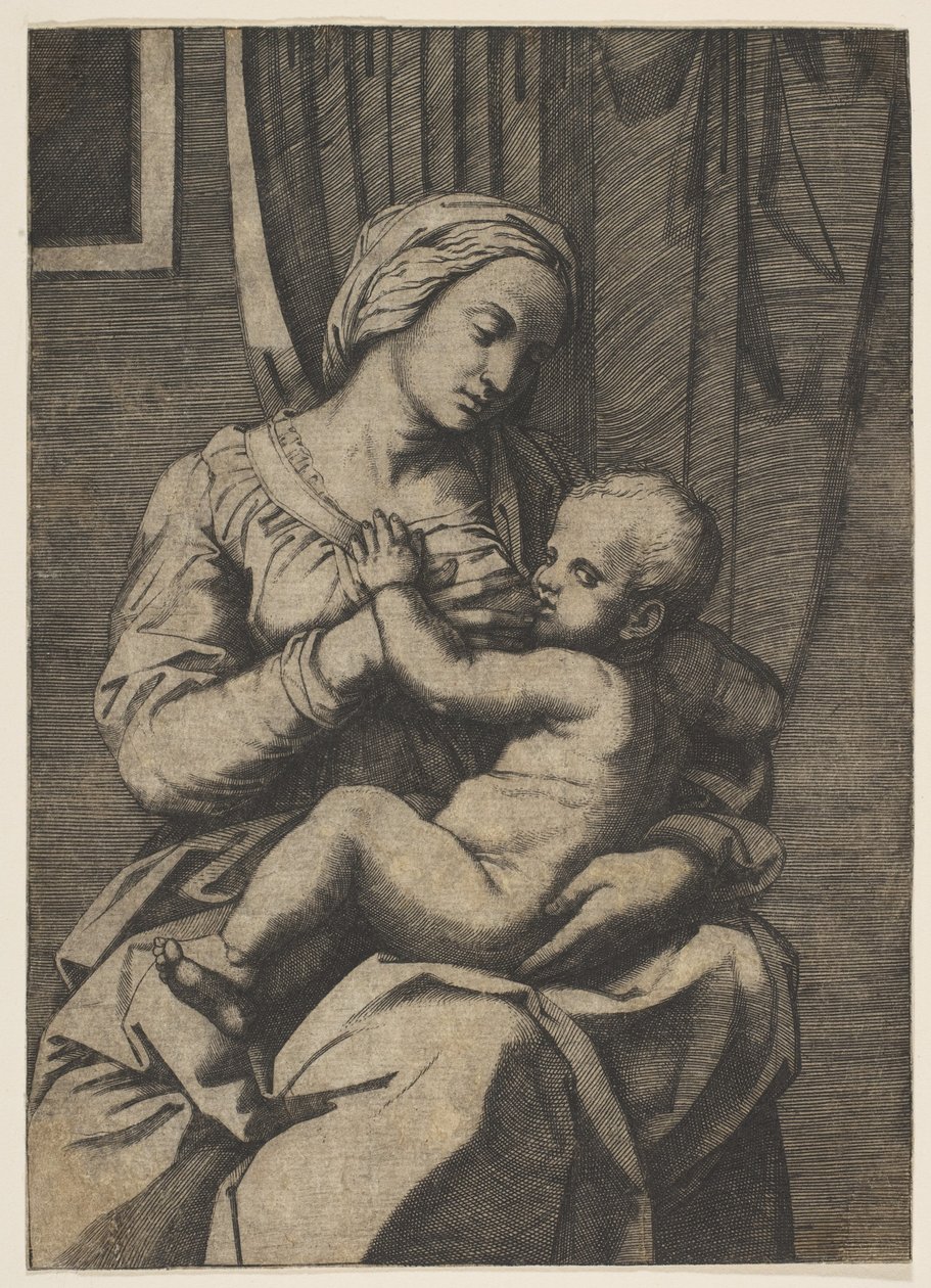 Virgen amamantando al niño Cristo en su regazo, 1515-20 de Marco Dente