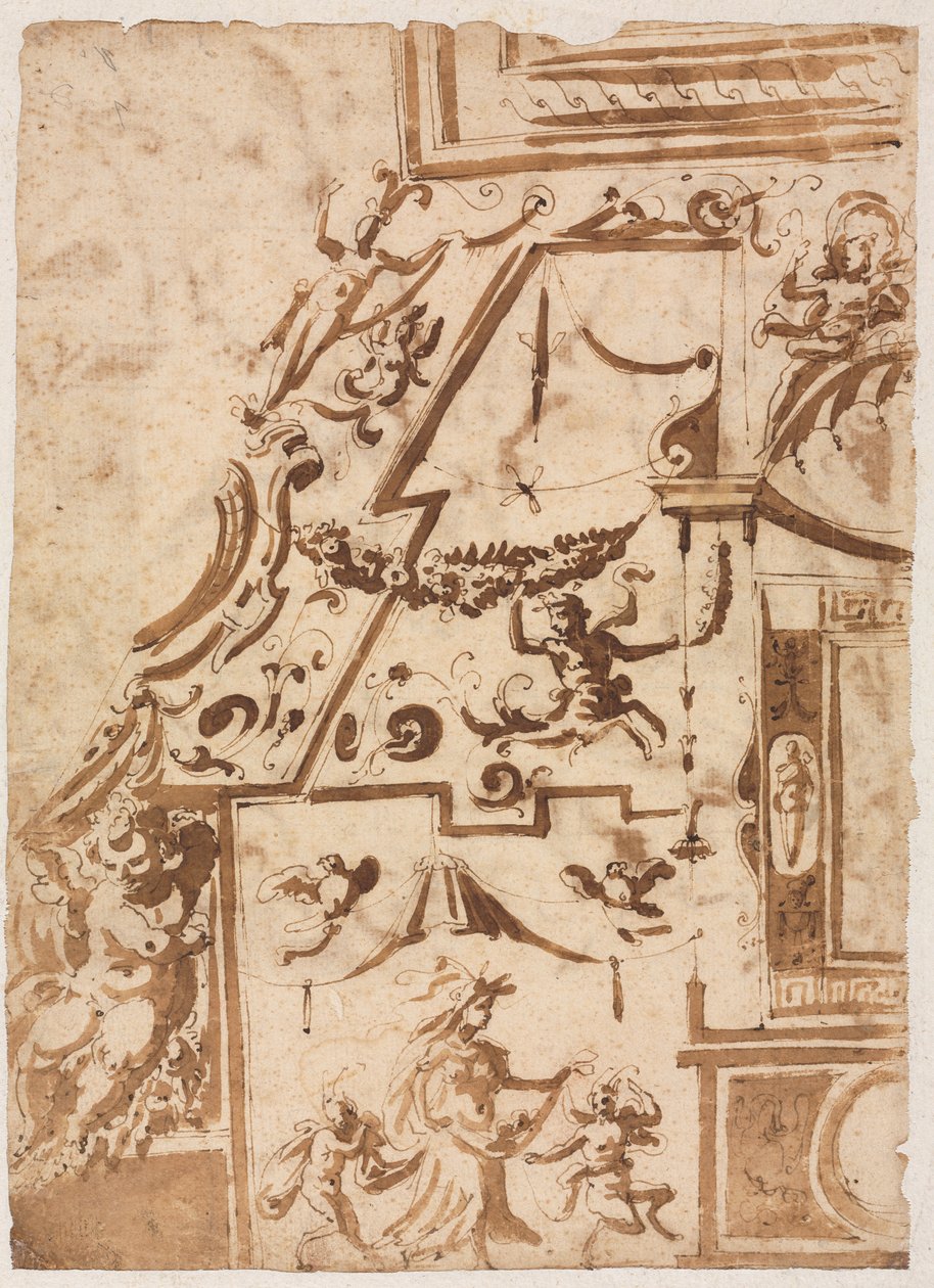 Grotesque with a Leaping Centaur (verso) de Marco Marchetti