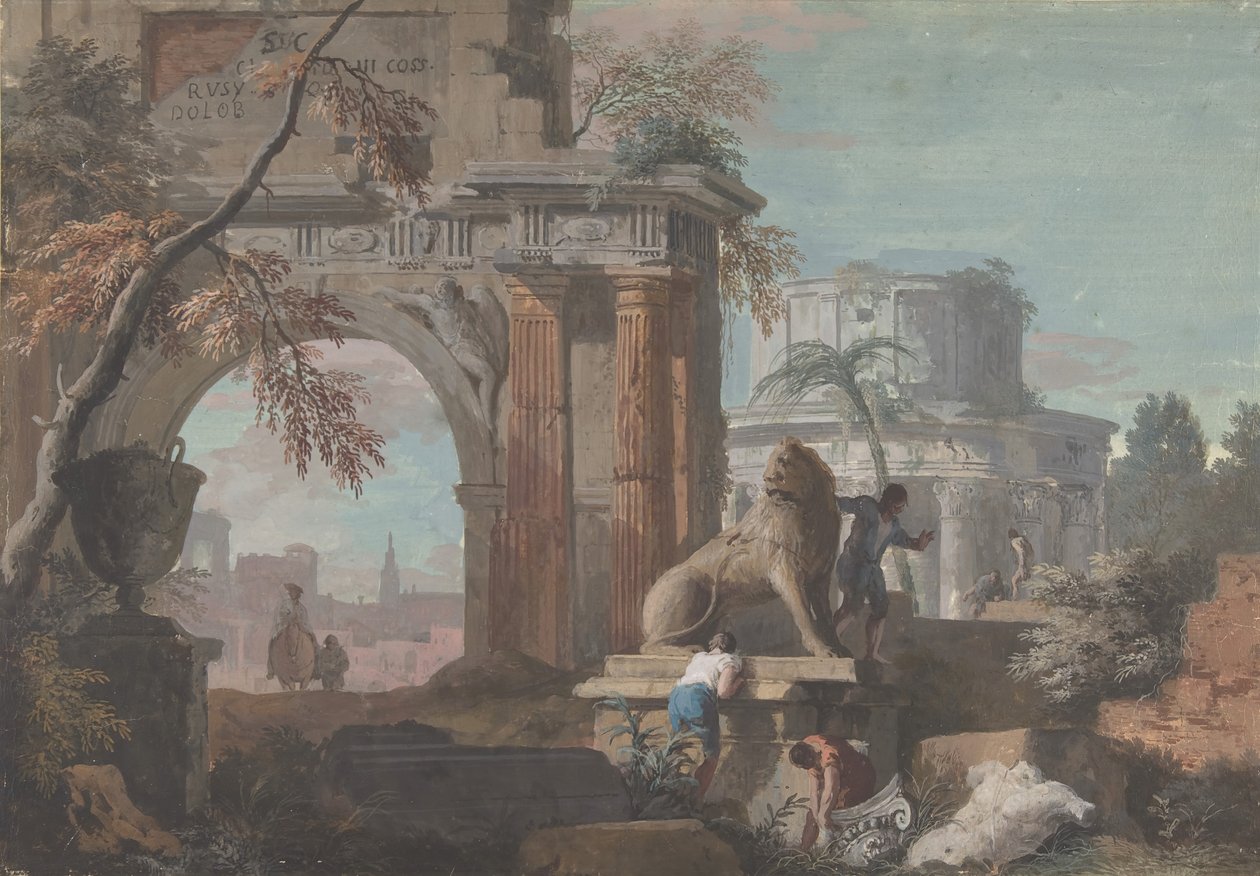 Capricho con ruinas romanas, ca. 1700-1730 de Marco Ricci