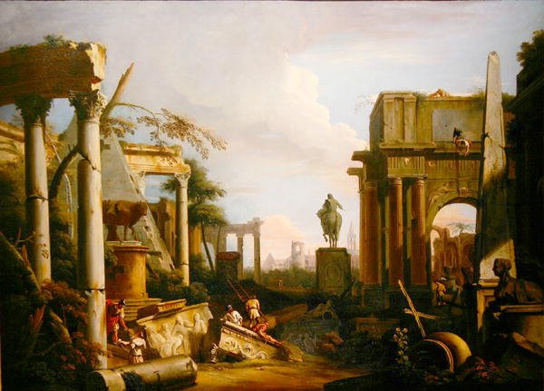 Paisaje con Ruinas Clásicas y Figuras de Marco Ricci