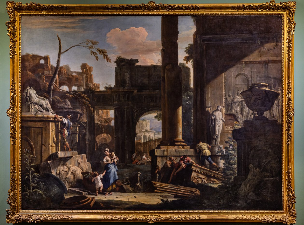 Perspectiva con ruinas y figuras de Marco & Sebastiano (1659 1734) Ricci