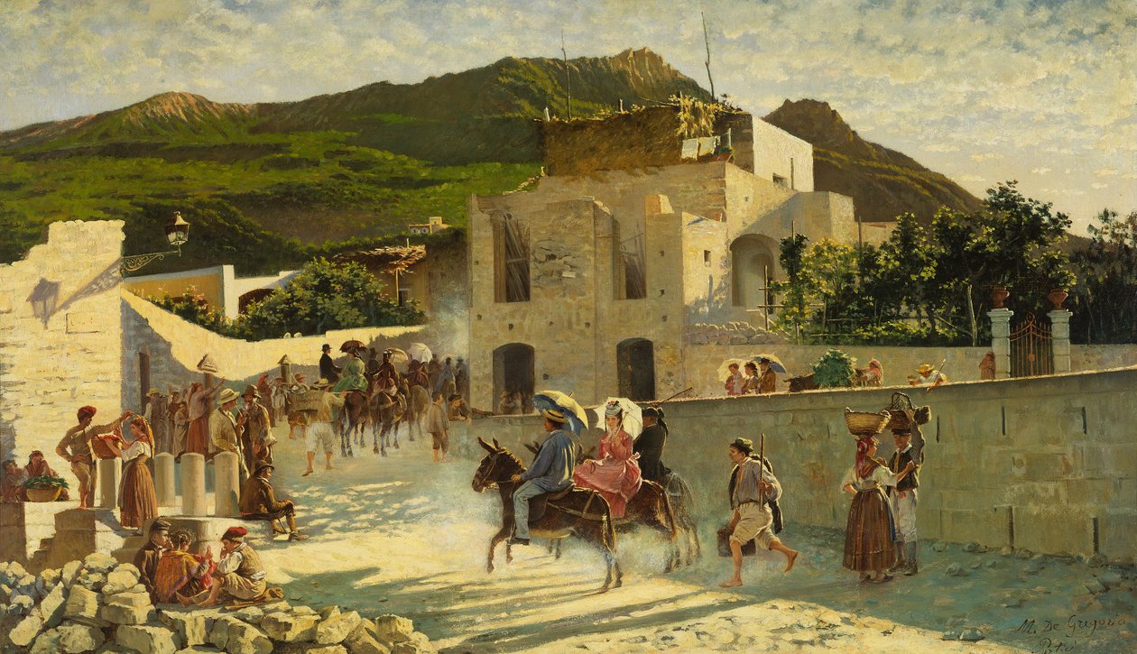 Paseo a Capri, c.1867 (óleo sobre lienzo) de Marco di Gregorio