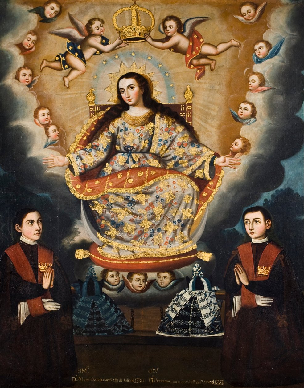 Virgen sedente con graduación de los hermanos García de Marcos Zapata