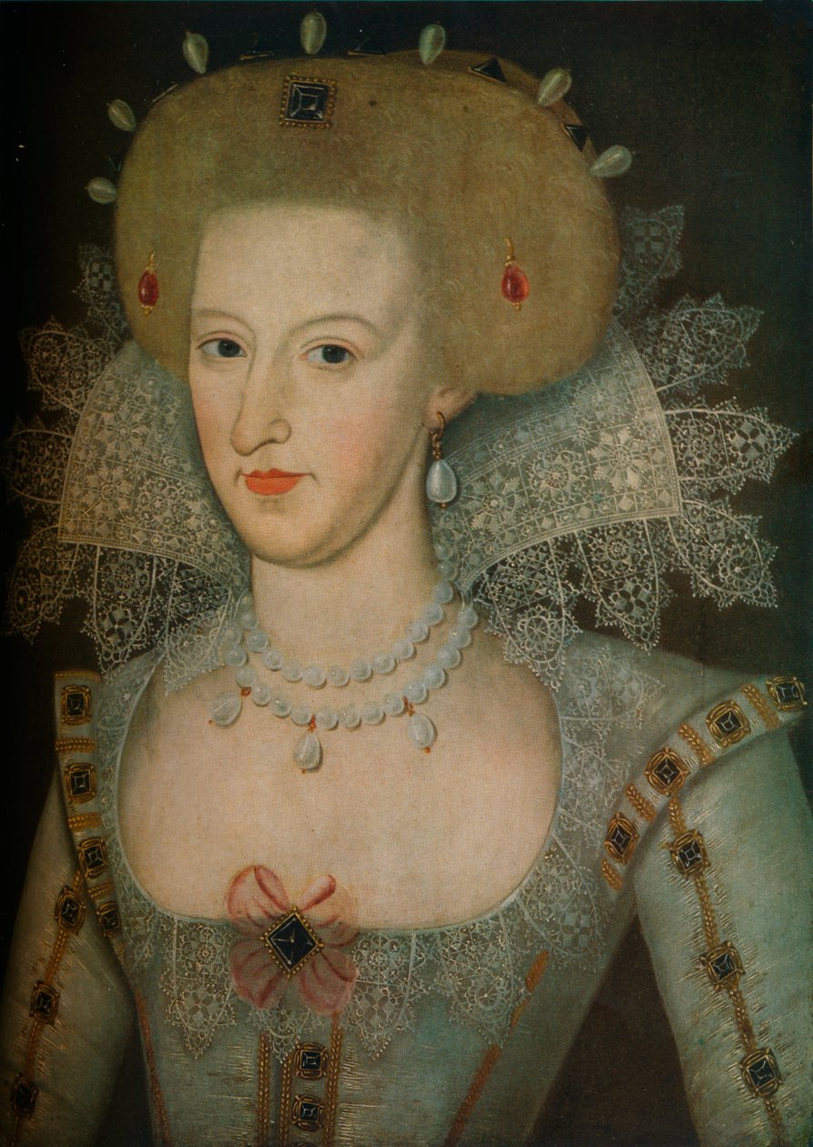 Ana de Dinamarca 1574-1619, reina consorte del Rey Jacobo I, siglo XVII de Marcus Garret Gheeraerts the Younger