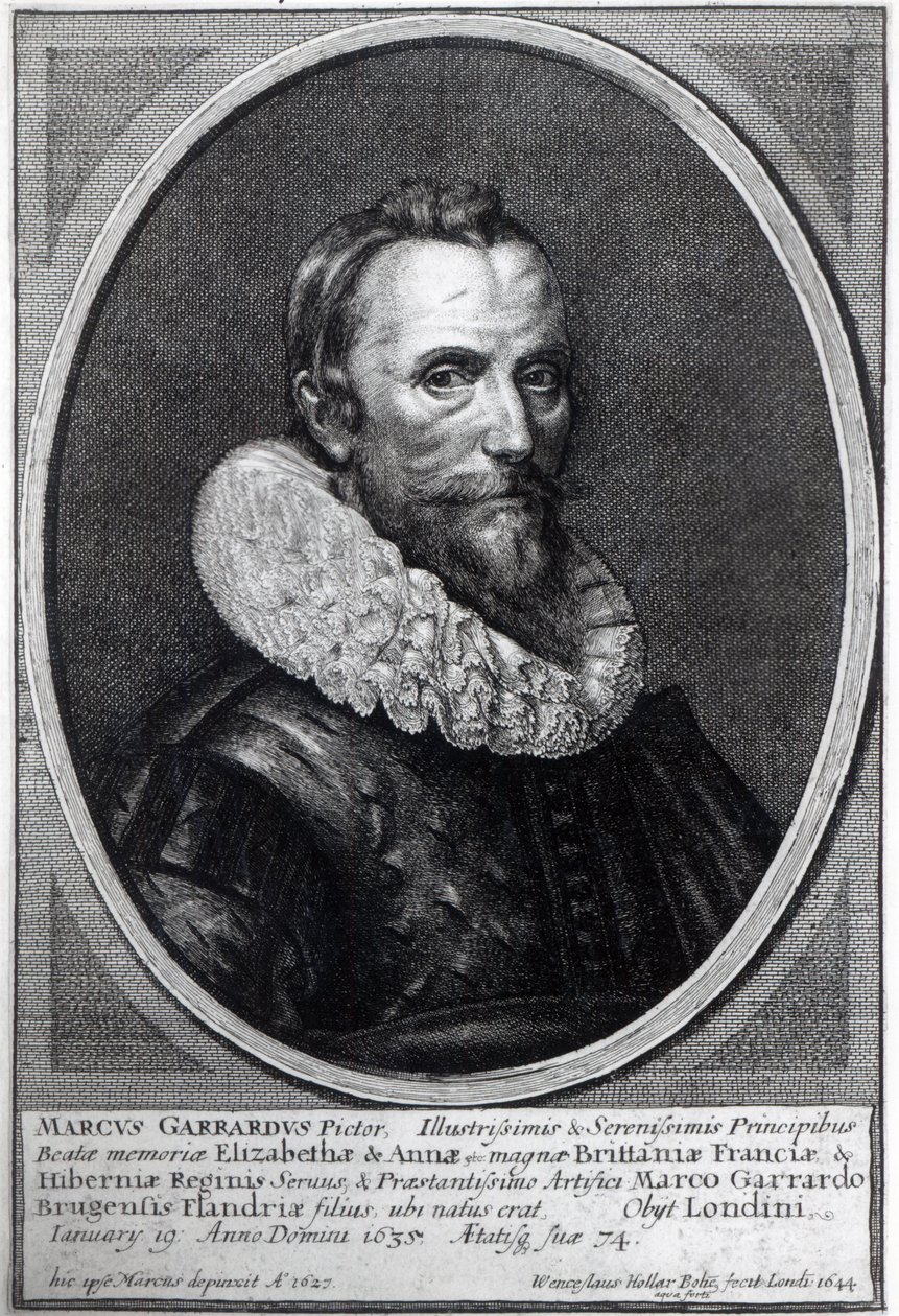 Autorretrato, grabado por Wenceslaus Hollar, 1644 de Marcus Garret Gheeraerts the Younger