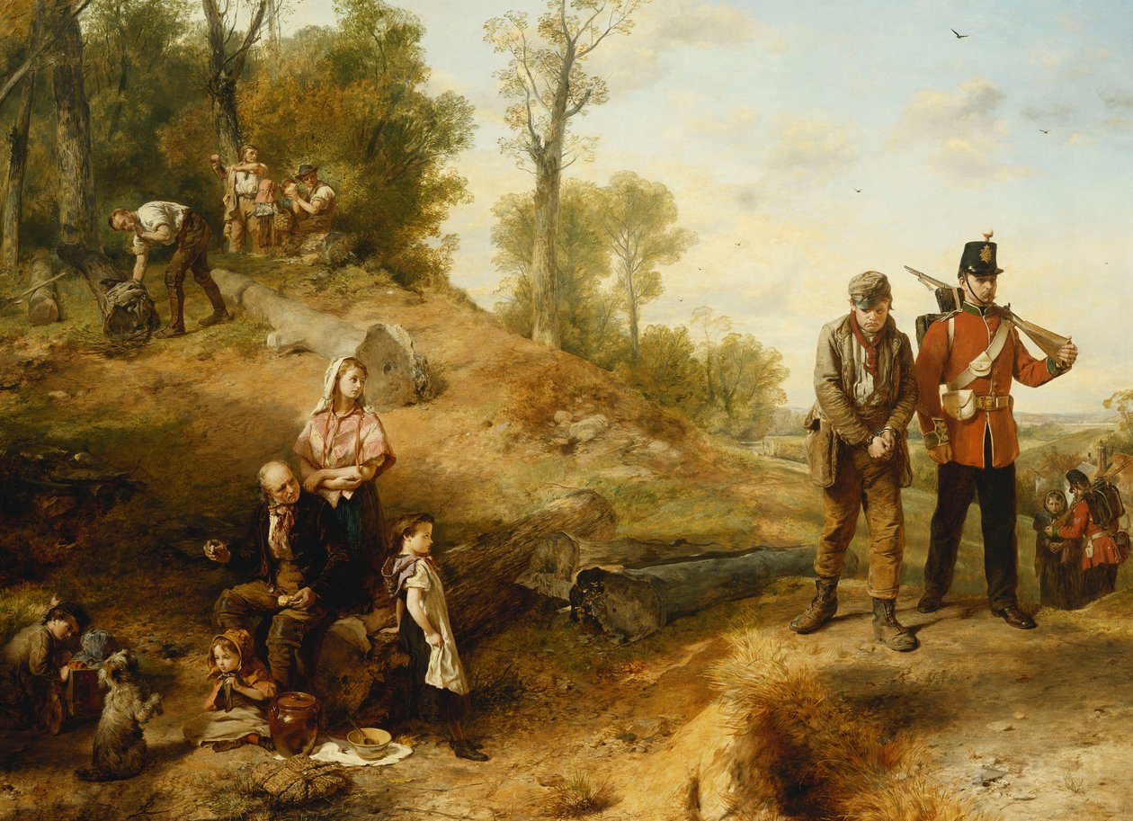 Trabajando y holgazaneando- "Inglaterra espera que cada hombre cumpla con su deber", 1864 de Marcus Stone