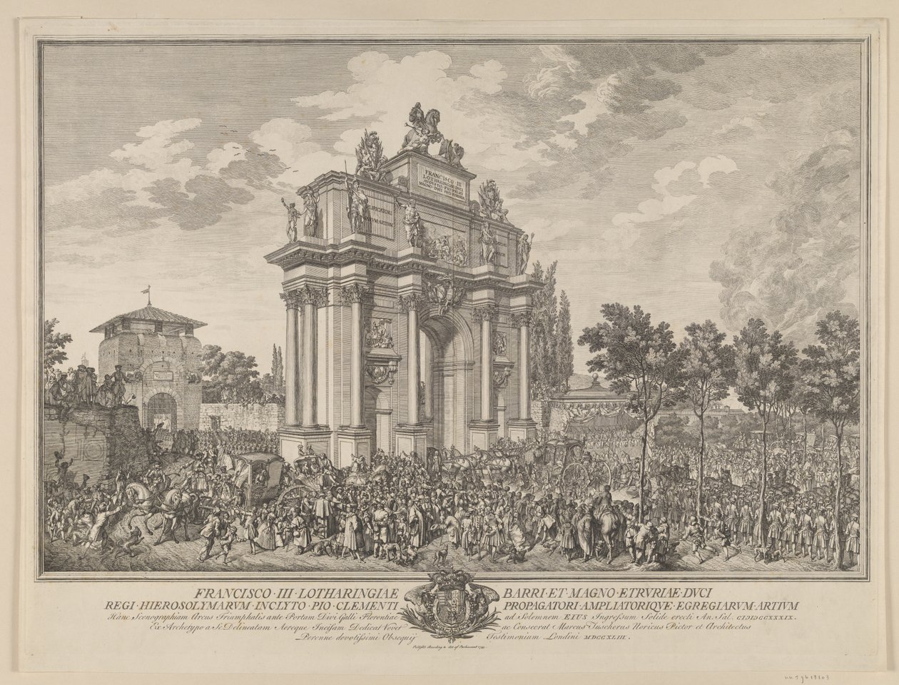 Arco de triunfo de Frantz Stephan, en la entrada a Florencia 1739 de Marcus Tuscher