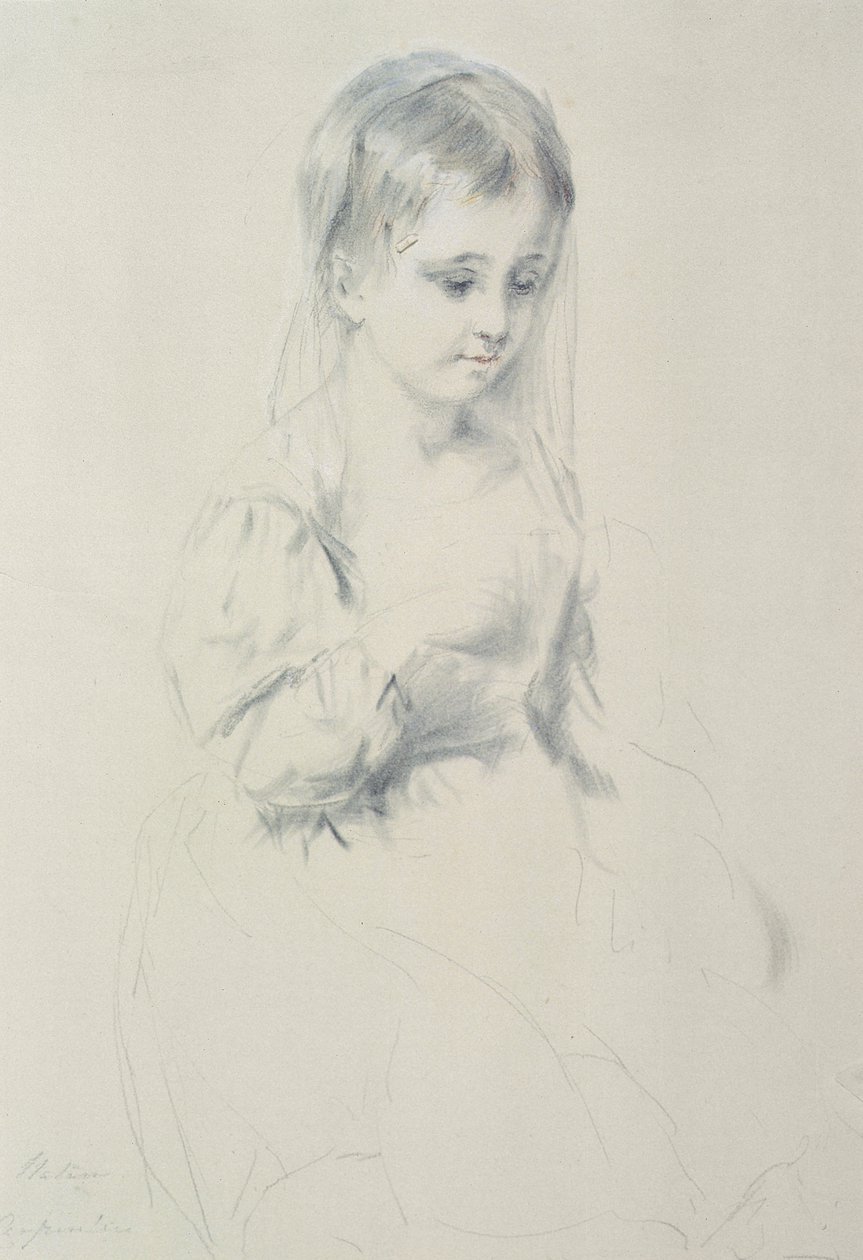 Estudio de retrato de una niña de Margaret Sarah Carpenter