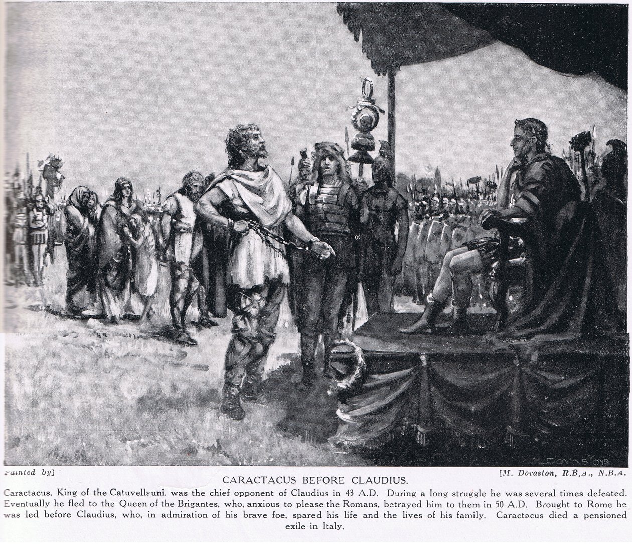 Caractacus before Claudius, ilustración de "Hutchinson