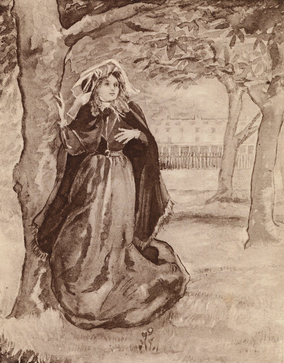 Elizabeth Barrett Browning, poetisa inglesa (litografía) de Margaret Baillie Saunders