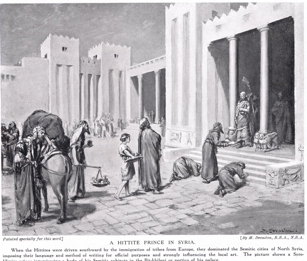 Un príncipe hitita en Siria, ilustración de la "Historia de las Naciones de Hutchinson" (litografía). de Margaret Dovaston