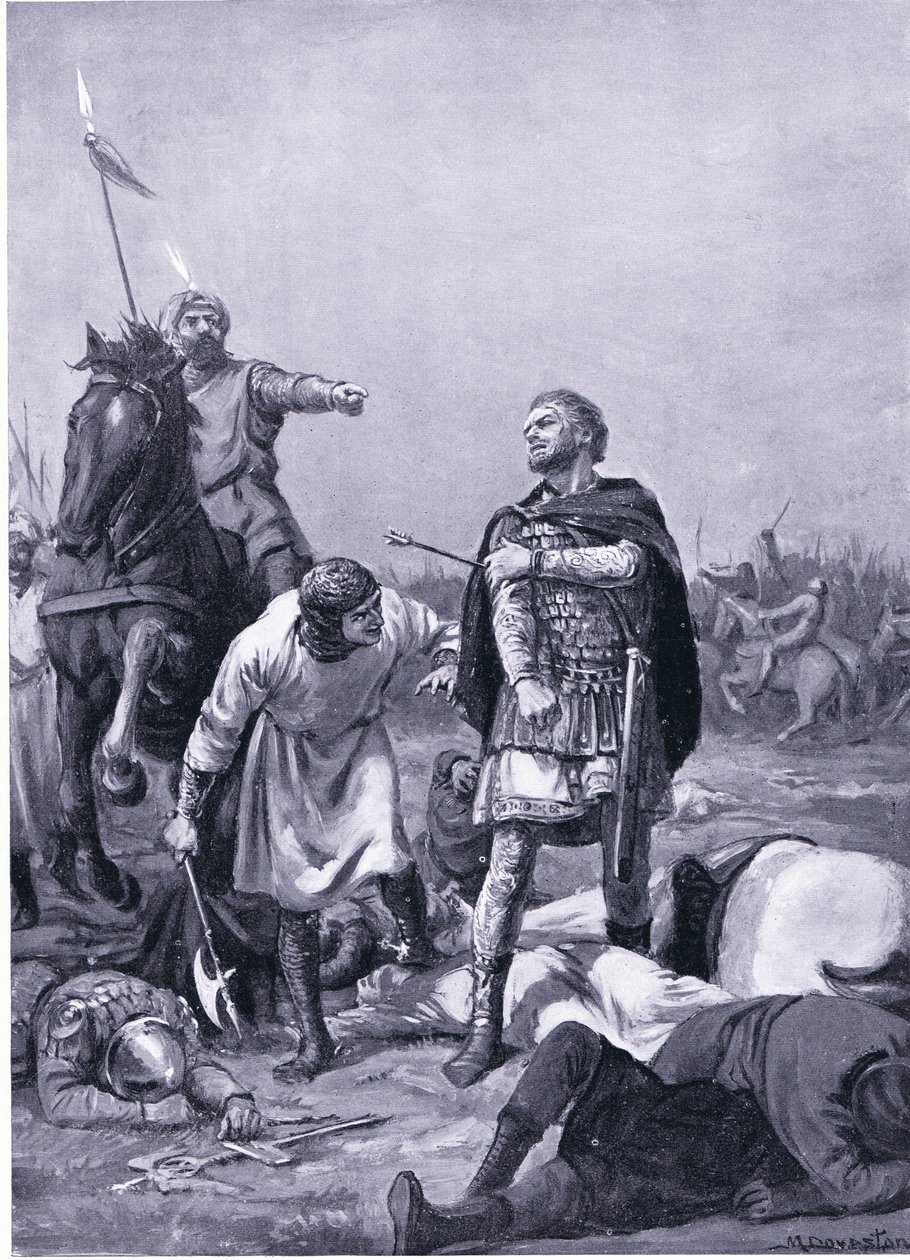 Captura del emperador Romanus Diogenes por Alp Arslanti en 1071 d.C. (litografía) de Margaret Dovaston
