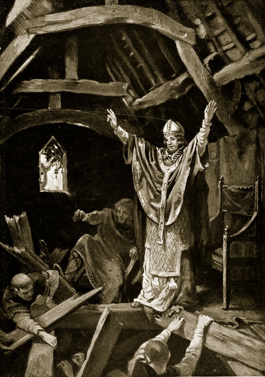 Derrumbe del suelo en Calne, 978, ilustración de "Hutchinson