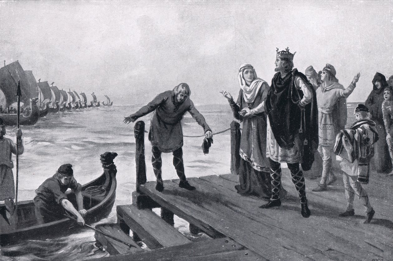 Edgar el Pacificador celebrando una revista naval AD973 de Margaret Dovaston