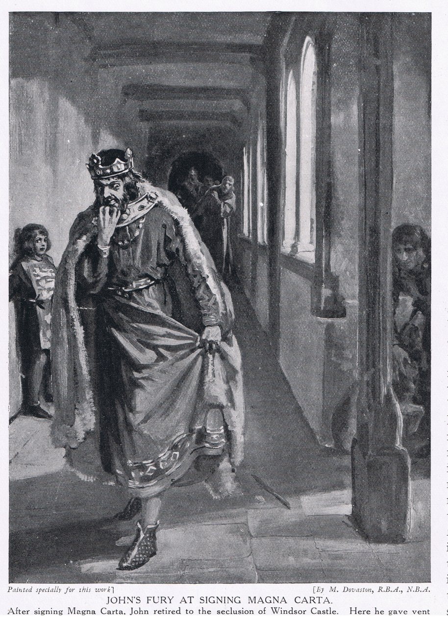 La furia de Juan en la firma de la Carta Magna AD1215 de Margaret Dovaston