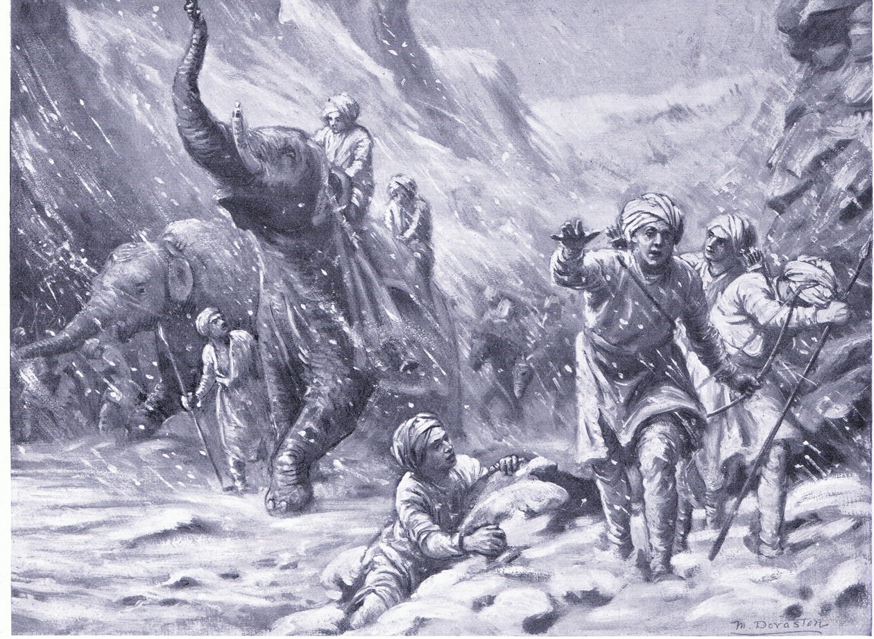 Primer éxito de Mahmud de Ghazni 1000 d.C. (litografía) de Margaret Dovaston