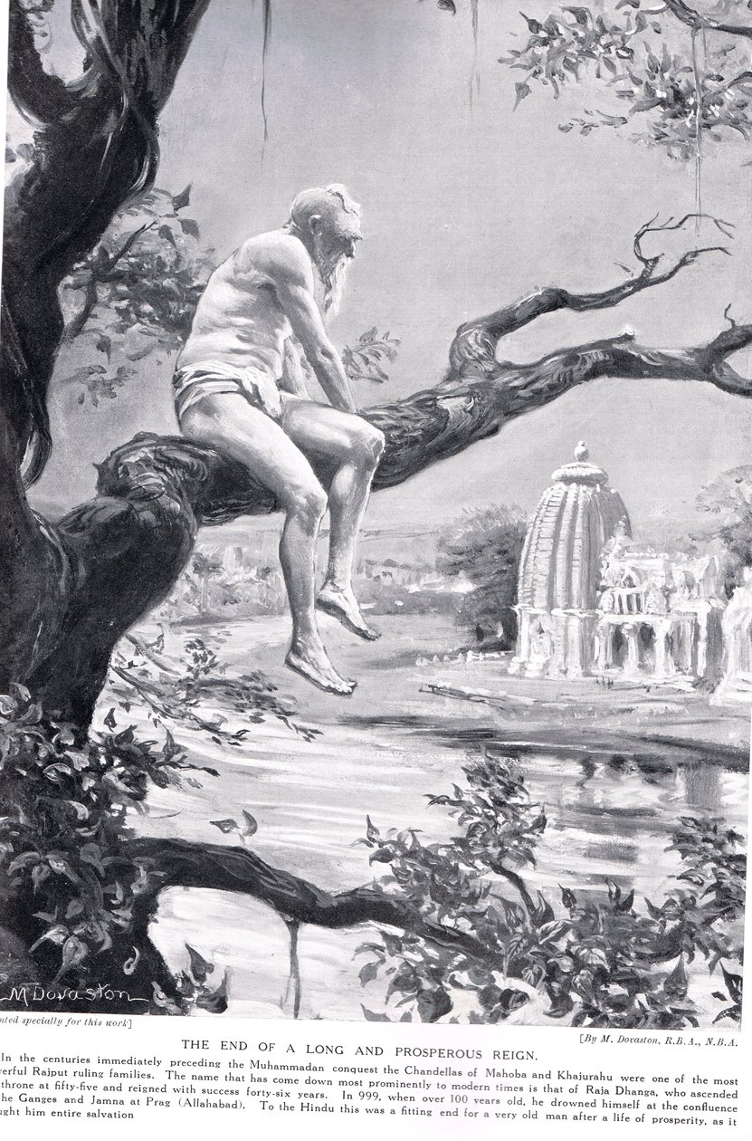 The End of a Long and Prosperous Reign, ilustración de "Hutchinsons History of the Nations", c.1910 (litografía) de Margaret Dovaston