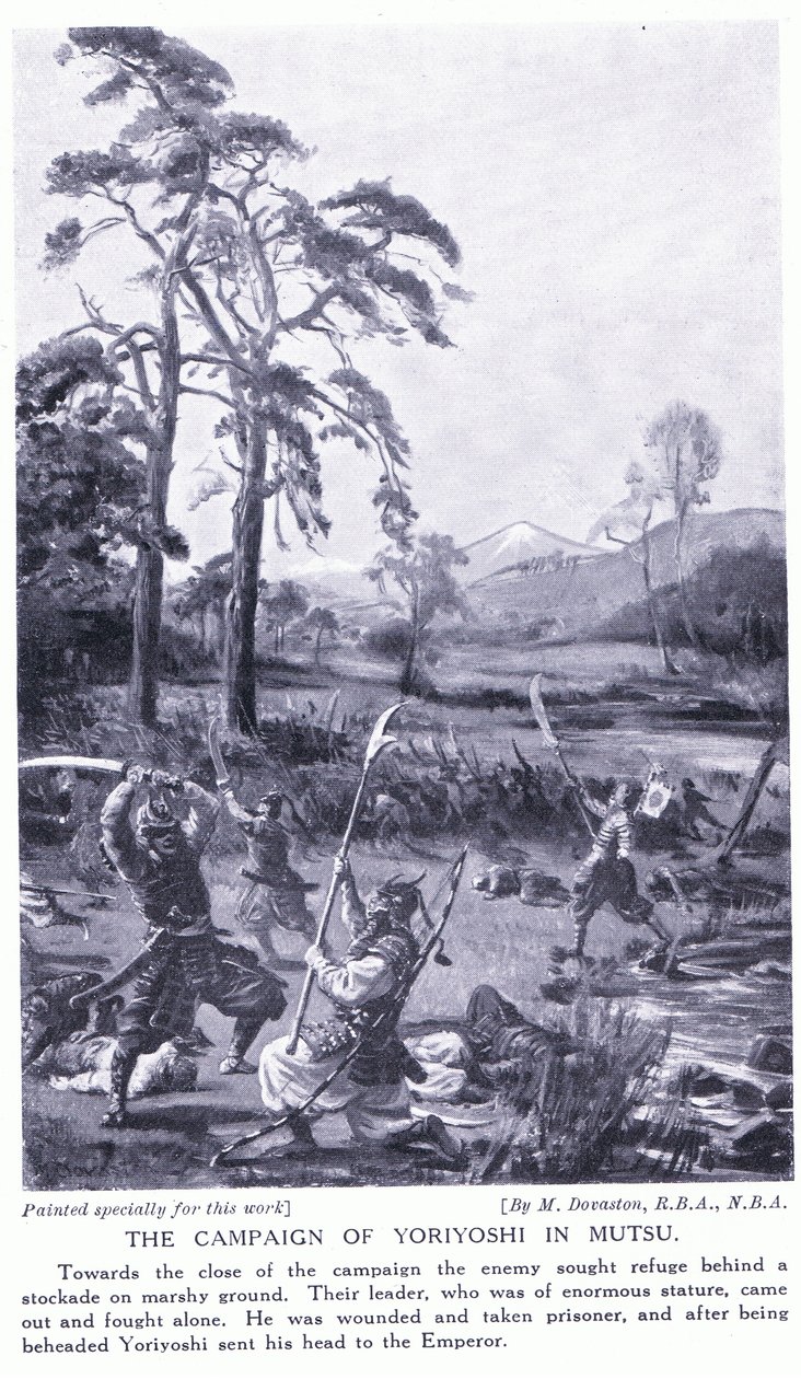La campaña de Yoriyoshi en Mutsu (litografía) de Margaret Dovaston