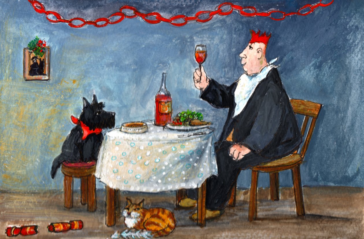 Celebrando la Navidad, 2014 (gouache sobre papel) de Margaret Loxton