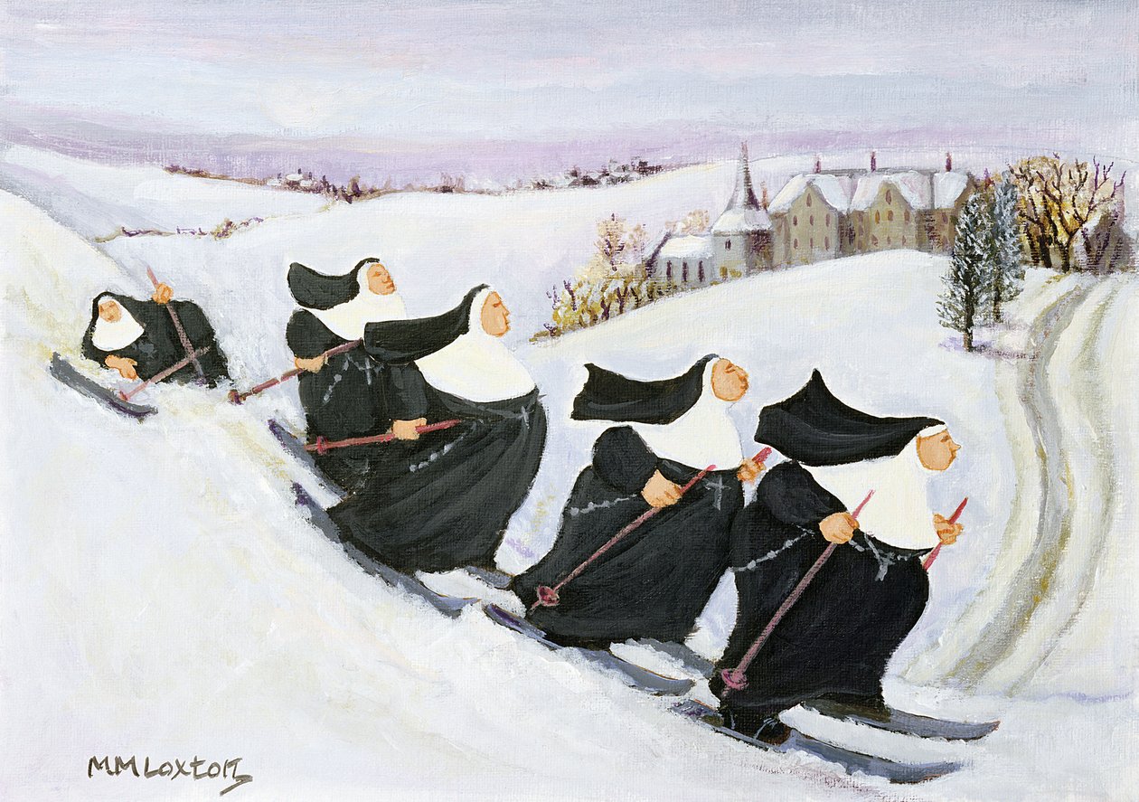Esquí (óleo sobre papel) de Margaret Loxton
