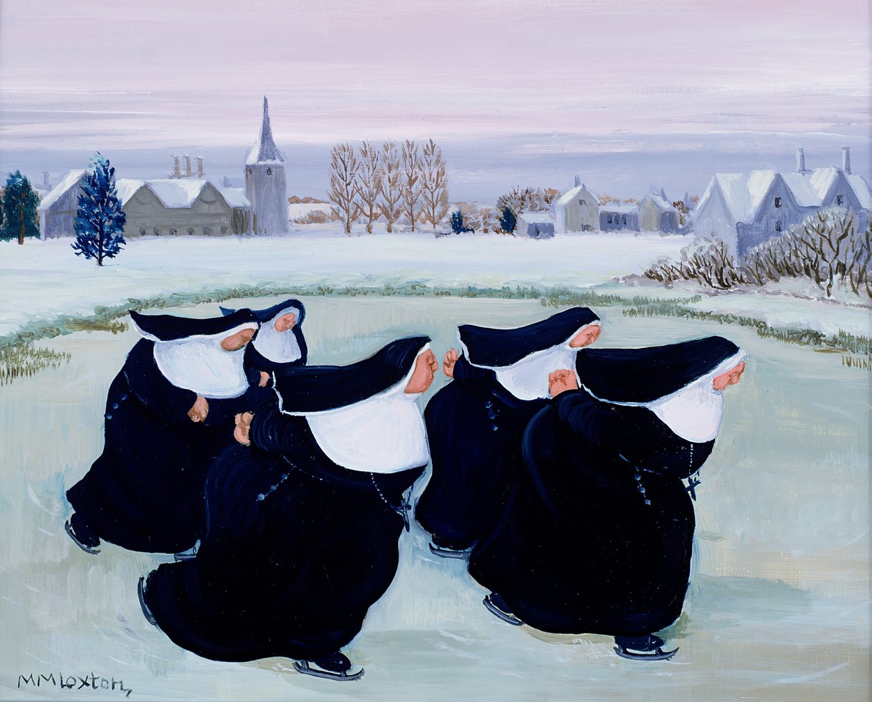 Invierno en el convento (gouache sobre papel) de Margaret Loxton
