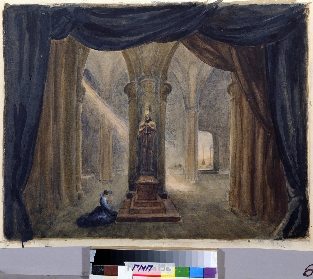 Decorado preparatorio para la ópera "El invitado de Pierre", de Alexandre Dargomyjski (1813-1869) de Margarita Genrichovna Genke Shifrina