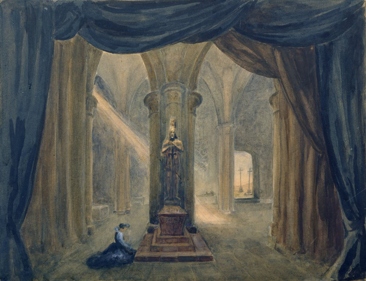 Escenografía de "El convidado de piedra", de Alexander Dargomyzhsky de Margarita Genrichovna Genke Shifrina