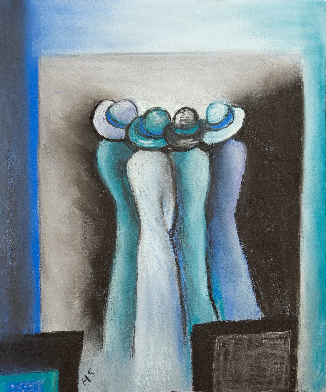 Señoras susurrantes, 2022 (pastel) de Margo Starkey
