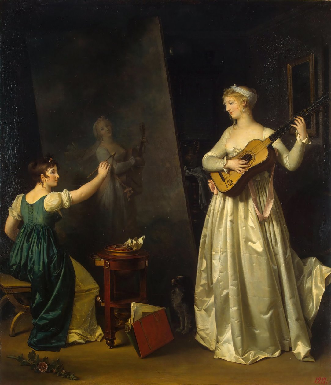 Artista pintando un retrato de un músico, 1790s de Marguerite Gerard