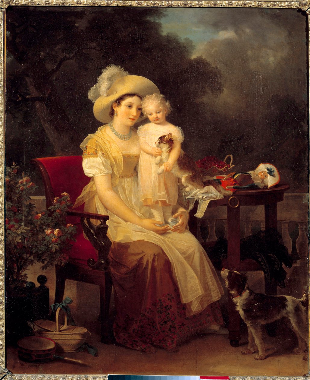 Mujer sentada sosteniendo a una niña en sus rodillas de Marguerite Gerard