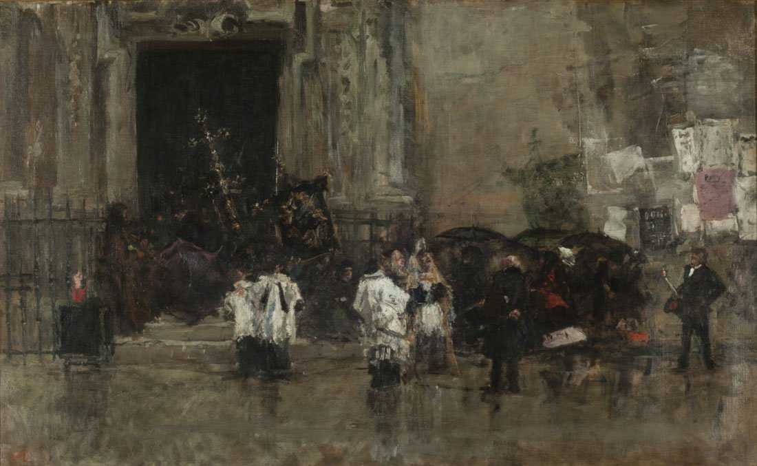 La procesión sorprendida por la lluvia de Marià Fortuny