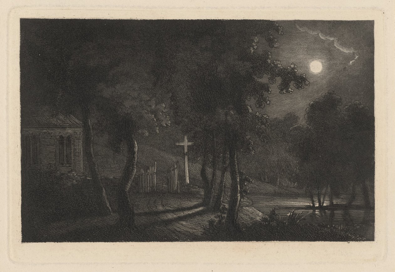 Capilla junto al lago a la luz de la luna de Maria Anna Fischer